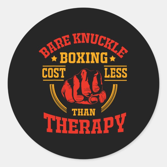 Sticker Rond Re Knuckle Boxing coûte moins que la thérapie  (Devant)