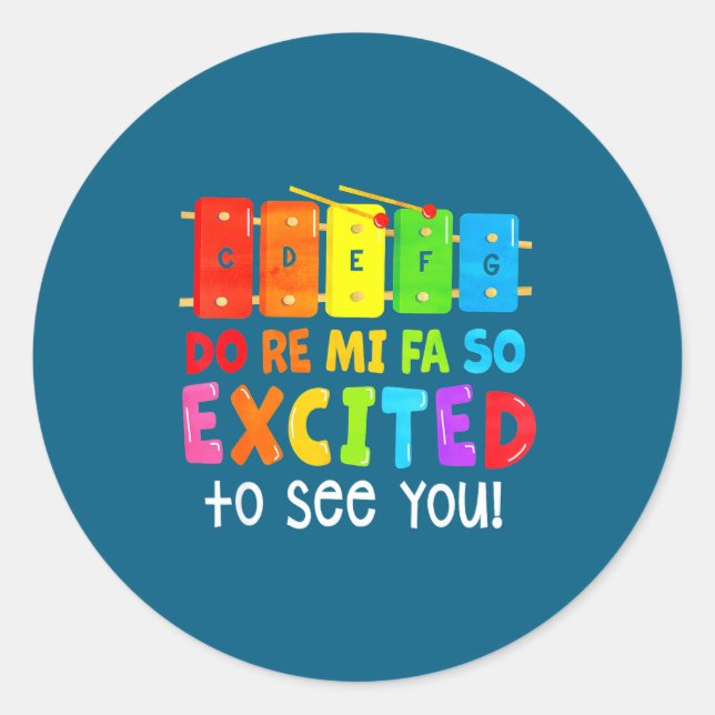 Sticker Rond Re Mi Fa So Excité (Devant)