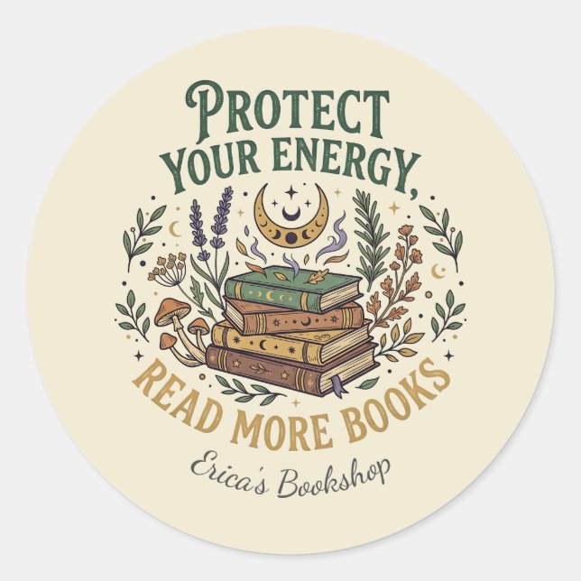 Sticker Rond Read More Books Protect Your Energy Celestial (Devant)