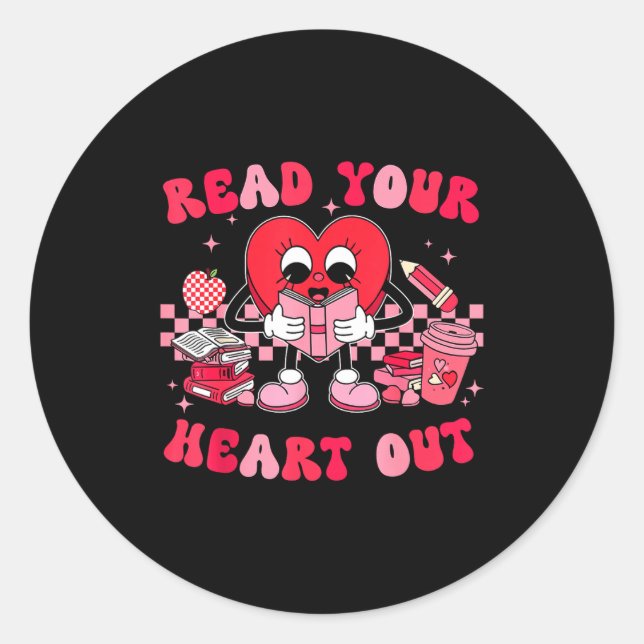 Sticker Rond Read Your Heart Out Valentines Day Teachers Book L (Devant)
