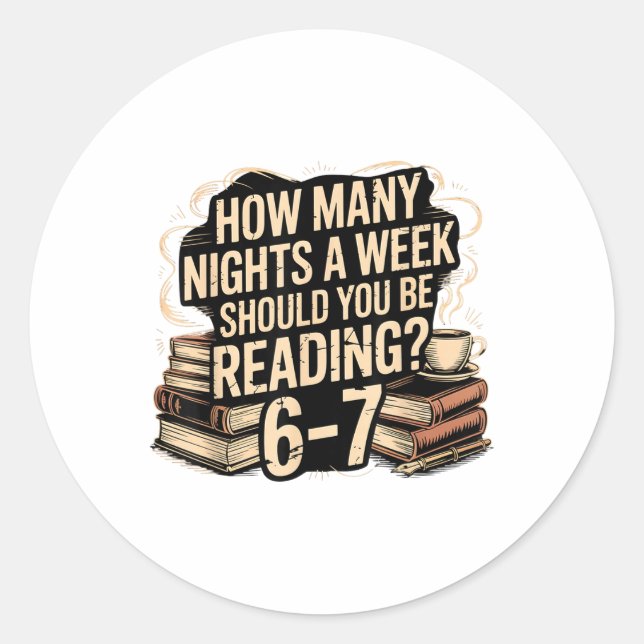 Sticker Rond Reading 67 Meme English Teacher Funny 67 Librarian (Devant)