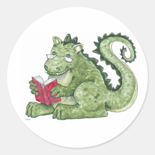 Sticker Rond Reading Dragon (Devant)