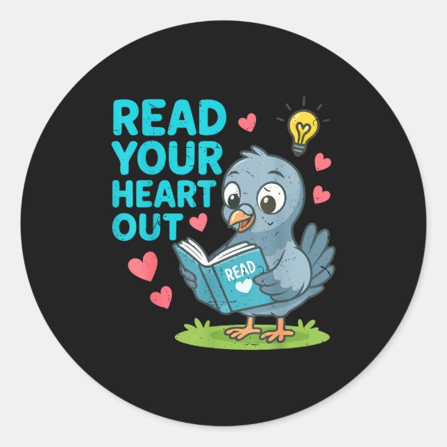 Sticker Rond Reading Teacher Valentine Day Read Your Heart Out  (Devant)