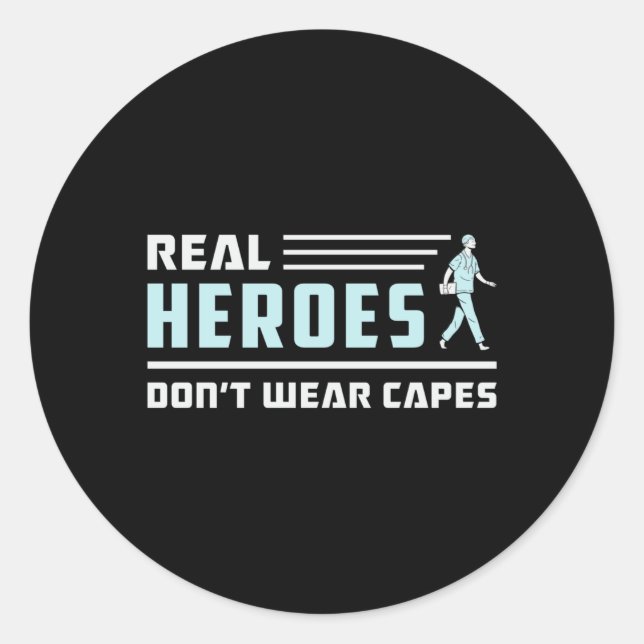 Sticker Rond Real Heroes Paramedic Ambulance EMS EMT Funny (Devant)