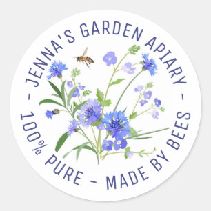 Sticker Rond Réalisé Par Bees Fleur sauvage Apiary