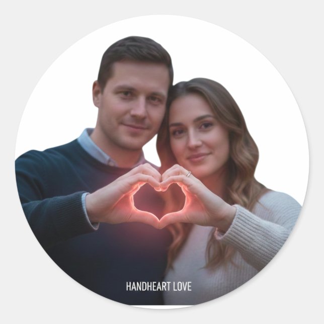 Sticker Rond Realistic Romantic Couple Heart Hands Vinyl Sticke (Devant)