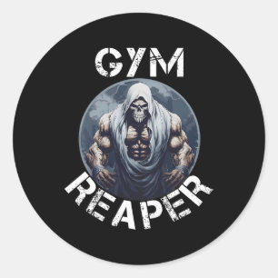 Sticker Rond Reaper Fitness Halloween Squelette entraînement Bo