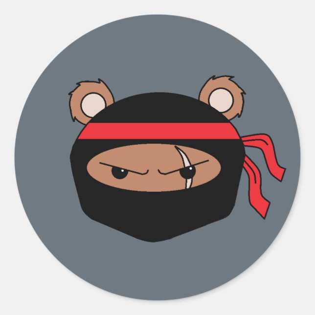 Sticker Rond Rebel Bear Ninja (Devant)