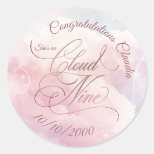 Sticker Rond Réception de mariage She's On Cloud Nine