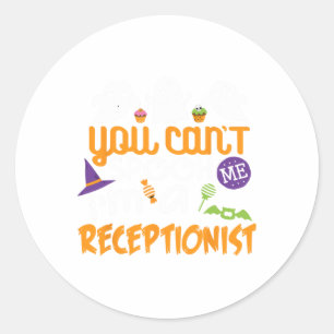 Sticker Rond Réceptionniste Halloween Costume Party Can't Spook