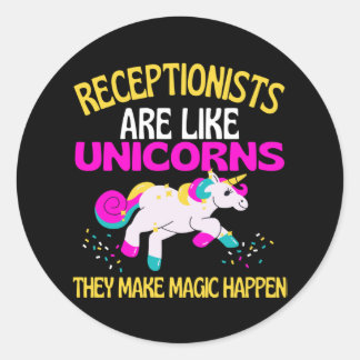 Sticker Rond Réceptionniste Unicorn, Réception de la licorne ma