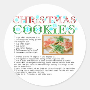 Sticker Rond Recette Cookies de Noël