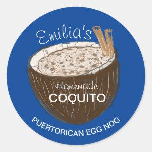 Sticker Rond Recette de boisson Coquito au lait de coco et à la