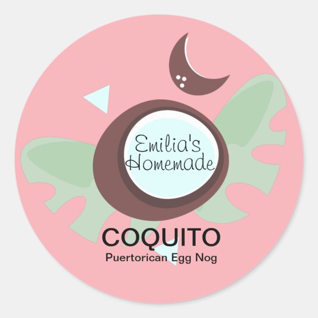 Sticker Rond Recette de boisson Coquito au lait de coco et aux  (Devant)
