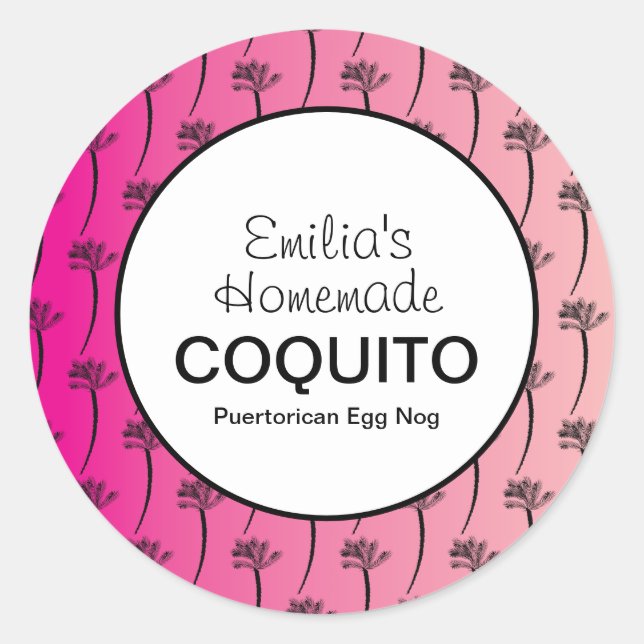 Sticker Rond Recette de boisson tropicale Coquito maison rose (Devant)