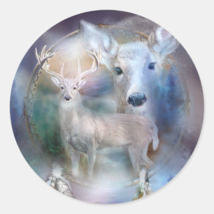 Sticker Rond Receveur rêveur - esprit de l'autocollant blanc d