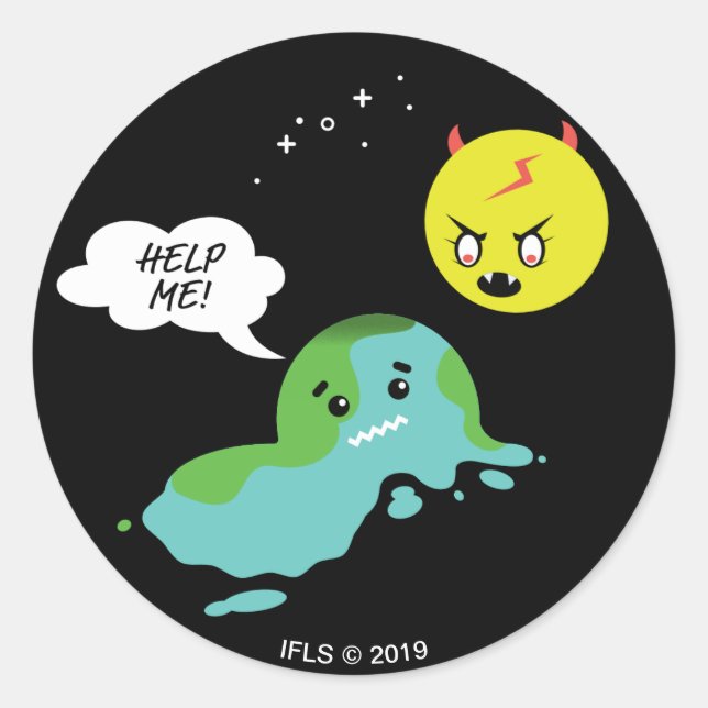 Sticker Rond Réchauffement climatique (Devant)