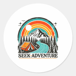 Sticker Rond Recherche d'aventure Graphique Explorer l'extérieu
