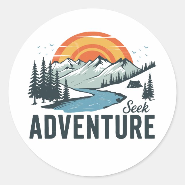 Sticker Rond Recherche d'aventure - Nature Adventure (Devant)