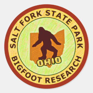 Sticker Rond Recherche de Bigfoot de parc d'état de fourchette