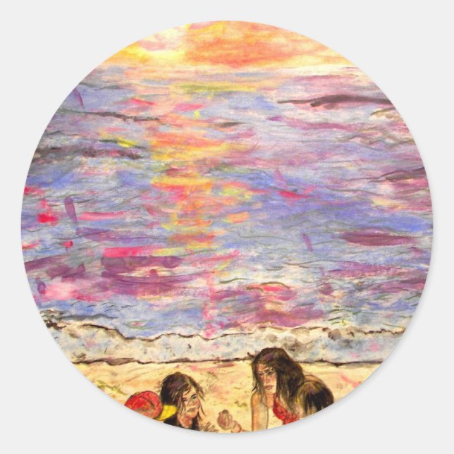 Sticker Rond recherche d'obus au coucher du soleil (Devant)