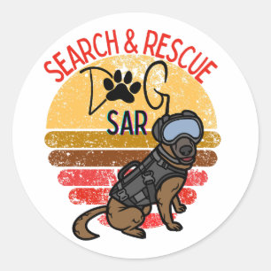 Sticker Rond Recherche et Secourt SAR K-9 Équipe de chiens prof
