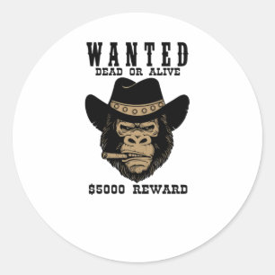 Sticker Rond Recherché mort ou vivant