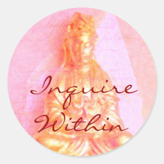 Sticker Rond Recherche rose dans l'autocollant