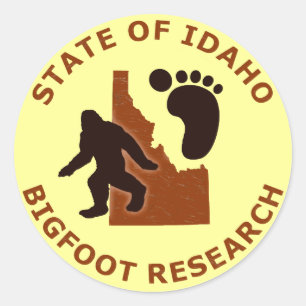 Sticker Rond Recherche sur l'état de l'Idaho Bigfoot