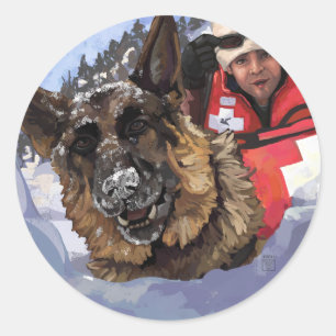 Sticker Rond Rechercher et Secourir