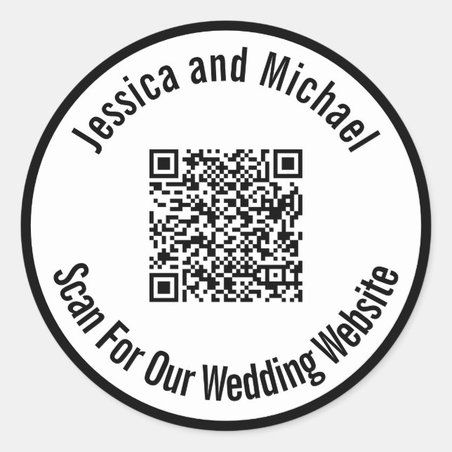 Sticker Rond Rechercher notre site Web Mariage noir et blanc (Devant)