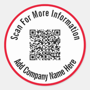 Sticker Rond Rechercher plus d'informations Code QR noir blanc 