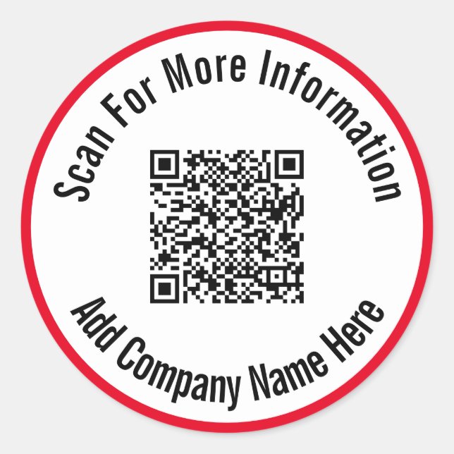 Sticker Rond Rechercher plus d'informations Code QR noir blanc  (Devant)