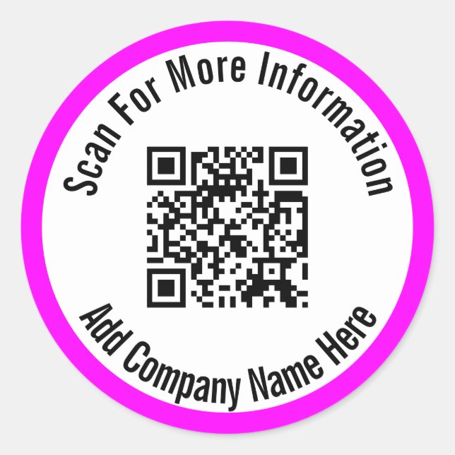 Sticker Rond Rechercher Plus D'Informations Magenta White QR Co (Devant)