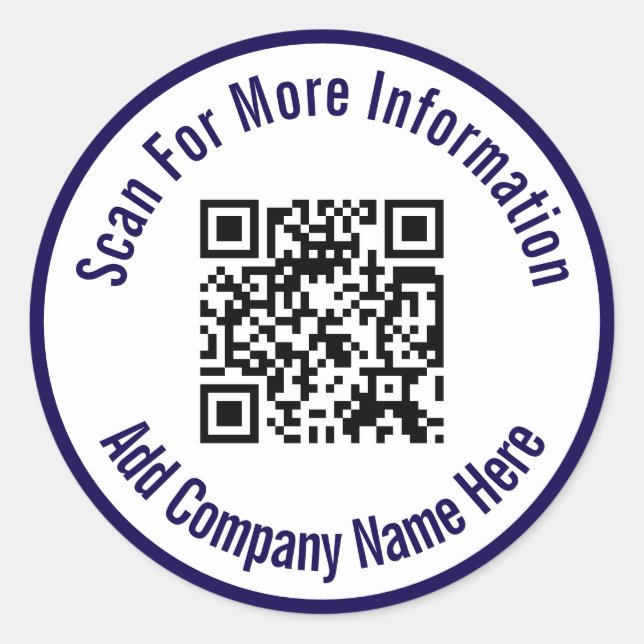 Sticker Rond Rechercher Plus D'Informations QR Code Bleu Bleu B (Devant)