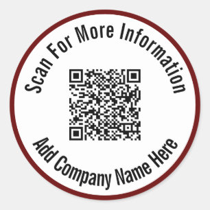 Sticker Rond Rechercher Plus D'Informations QR Code Dark Red Bo