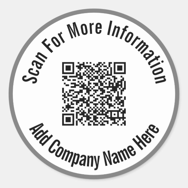 Sticker Rond Rechercher plus d'informations QR Code gris et bla (Devant)