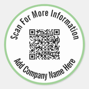 Sticker Rond Rechercher Plus D'Informations QR Code Light Green