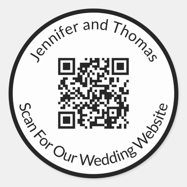 Sticker Rond Rechercher un site Web Mariage noir et blanc avec  (Devant)