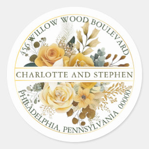 Sticker Rond Récolte d'or Cream Floral Bouquet Adresse de ret