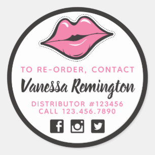 Sticker Rond Récommandez Pink Kiss Lipstick & Beauty Distributo