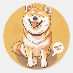 Sticker Rond Récompense Akita pour un excellent travail de l'en