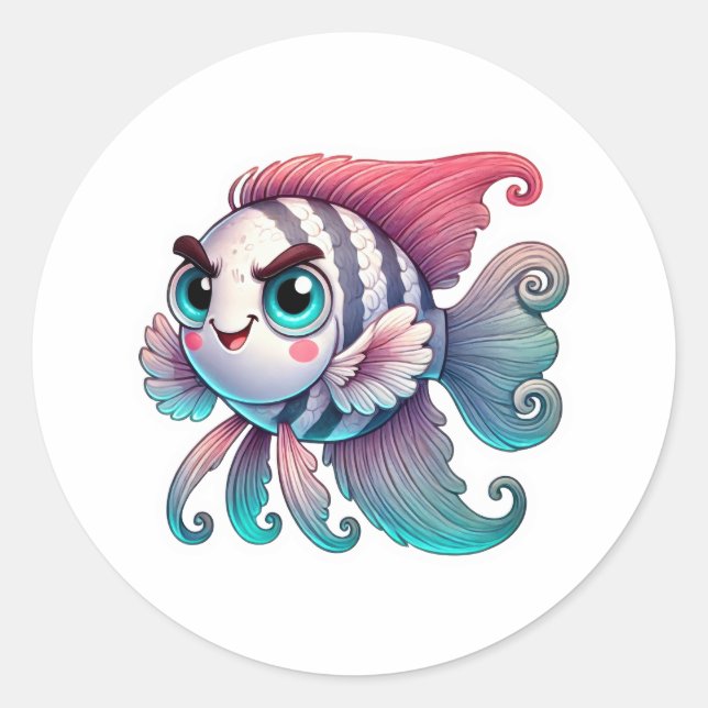 Sticker Rond Récompense de poisson d'école  (Devant)