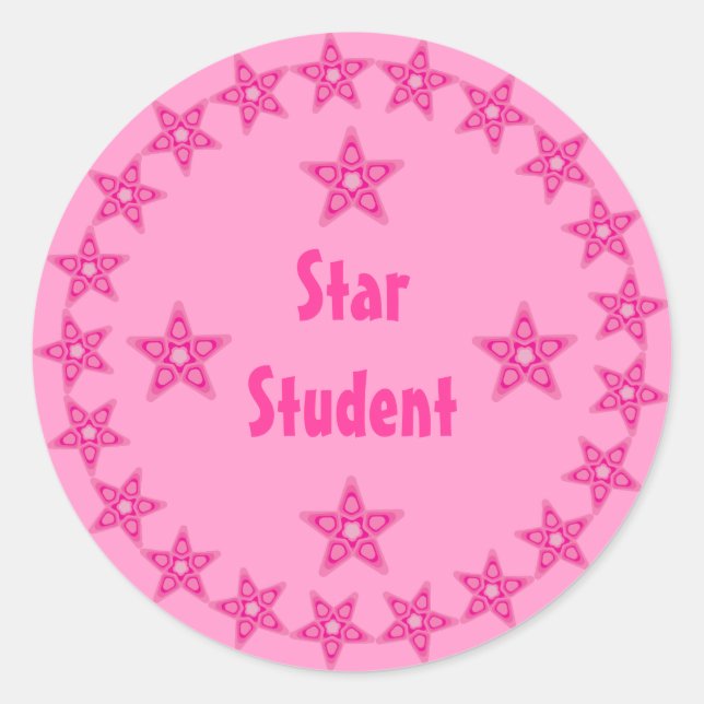 Sticker Rond Récompense Étudiante Pretty Rose Star Personnalisé (Devant)