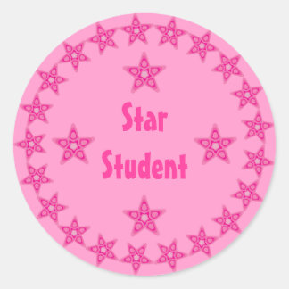 Sticker Rond Récompense Étudiante Pretty Rose Star Personnalisé
