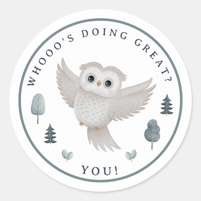 Sticker Rond Récompense motivationnelle pour enseignant de hibo (Devant)