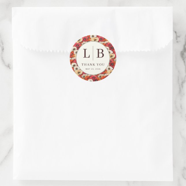 Sticker Rond Reconnaissance florale chaleureuse fantaisiste (Sac)