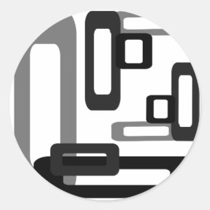 Sticker Rond Rectangles stylisées gris/noir