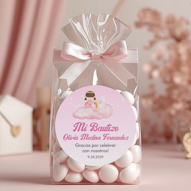Sticker Rond Recuerdos Bautizo Girl Angel Baptême Faveurs Cadea (Créateur téléchargé)