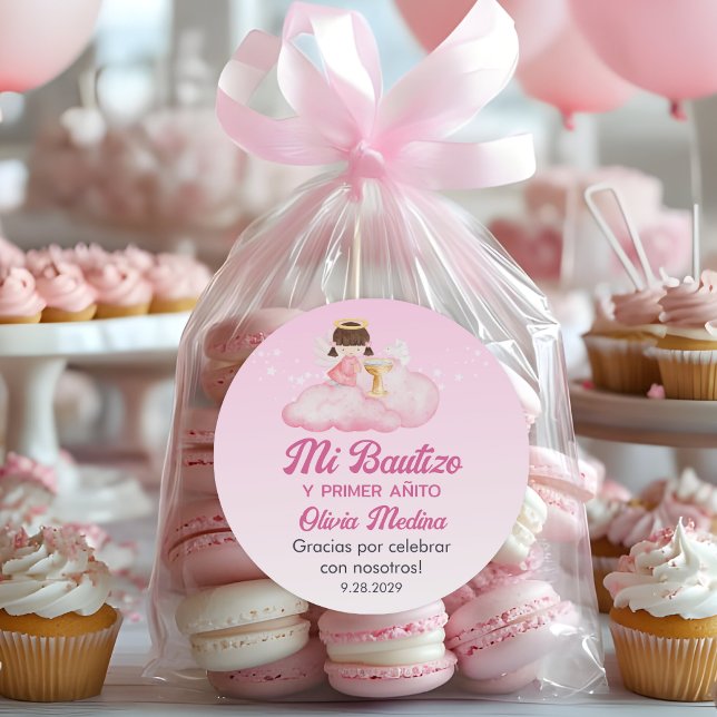 Sticker Rond Recuerdos Bautizo mignon Baptême Première année Fa (Créateur téléchargé)